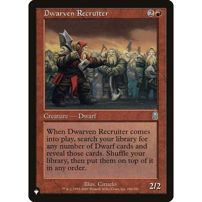 【北境卡牌】万智牌 矮人征兵员 Dwarven Recruiter List 英文平