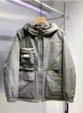美式复古连帽工装羽绒服
