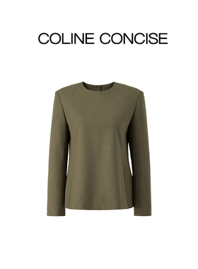 COLINE CONCISE 凡尔登绿毛型纤维西装长袖显瘦衬衣25秋季