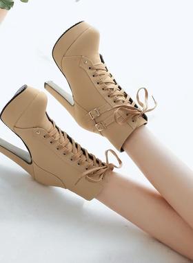 女鞋系带婚鞋伴娘马丁靴特大码女靴 44 48 小码靴子 31 32 33