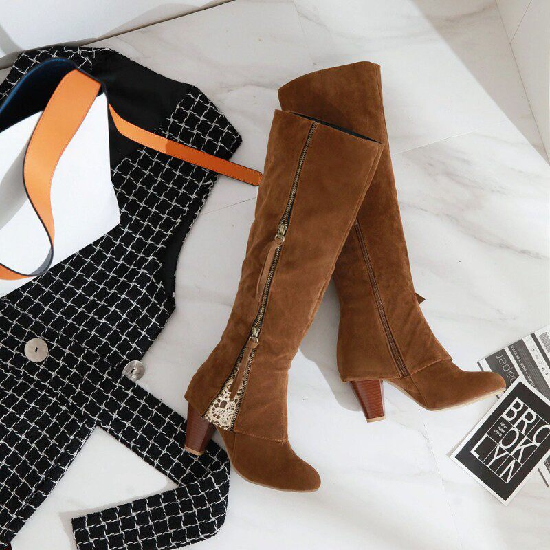 MARTIN BOOTS WOMENS BOOTS BLOCK HEEL FALL-WINTER TASSEL SIDE ZIPPER MID HEEL BRITISH STYLE 2018 MID HEEL BOOTS WOMEN