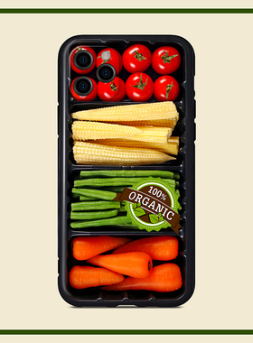 原创绿色食品适用iphone15pro max全包14Plus软壳13Pro苹果12mini手机壳11可爱创意7/8p简约个性精孔磨砂华为