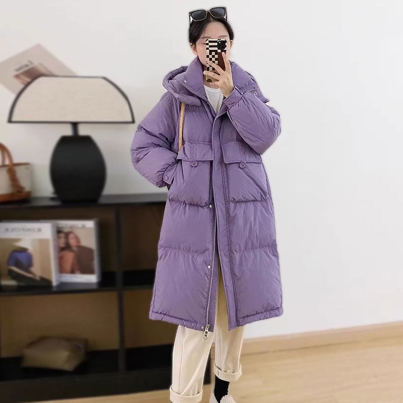 羽绒服女中长款加厚2025新款宽松过膝冬季白鸭绒大码显瘦韩版外套