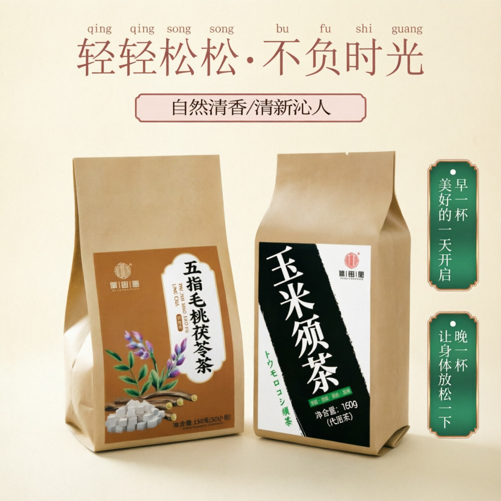 五指毛桃茯苓茶脾胃乏力上班久坐养气血玉米须代用茶稳血压利尿