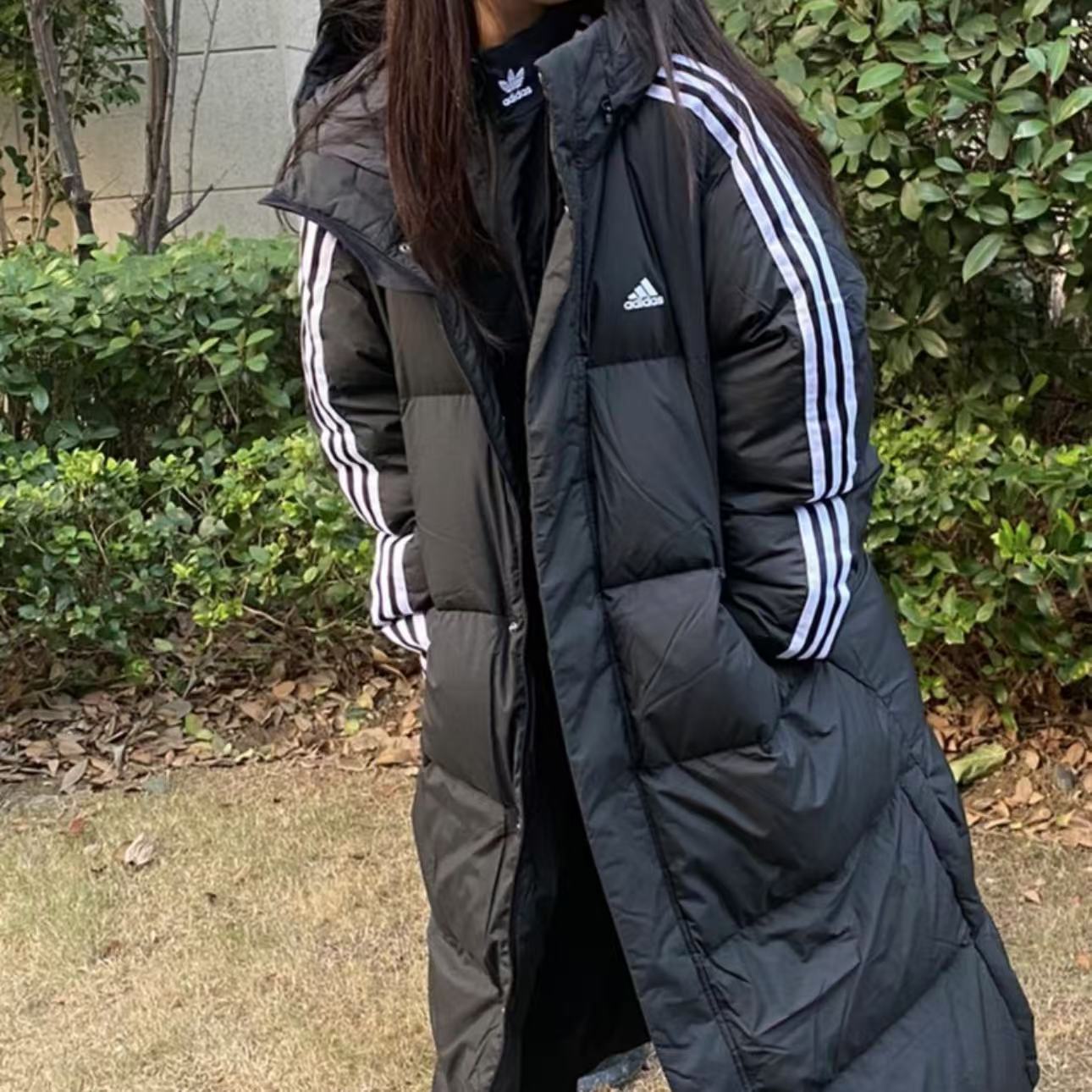阿迪达斯男女防风保暖连帽羽绒服