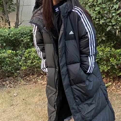 阿迪达斯男女防风保暖连帽羽绒服