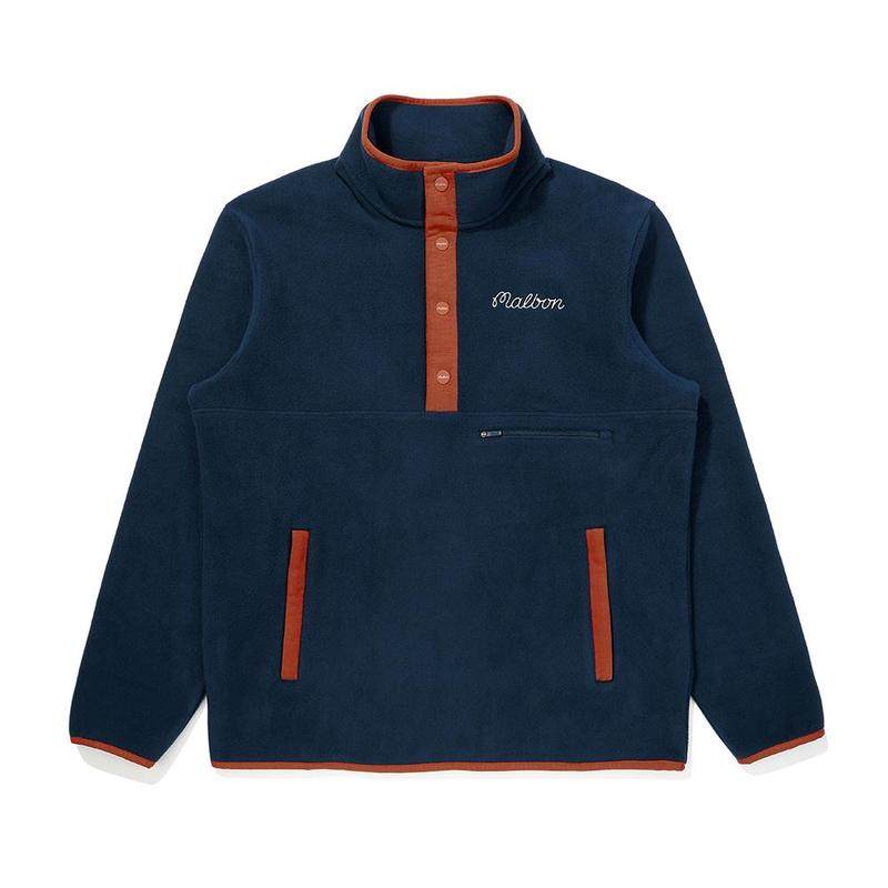 代购MALBON GOLF男士运动夹克保暖防风轻便透气深蓝色混纺面料