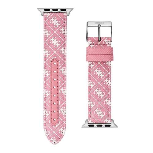 代购GUESS女士腕表可调节耐用舒适防汗粉色牛仔金属扣织物日常