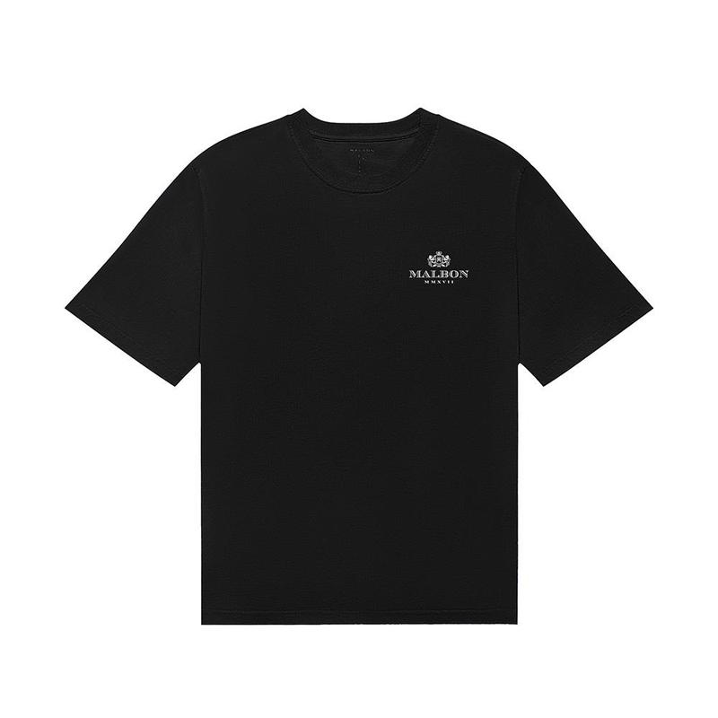 代购MALBON GOLF男士运动T恤透气舒适简约百搭黑色棉质圆领短袖