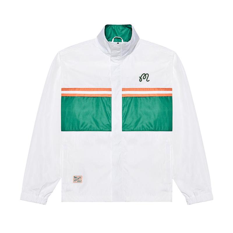 MALBON GOLF男士风衣防风轻便保暖透气聚酯纤维白色绿色拼接