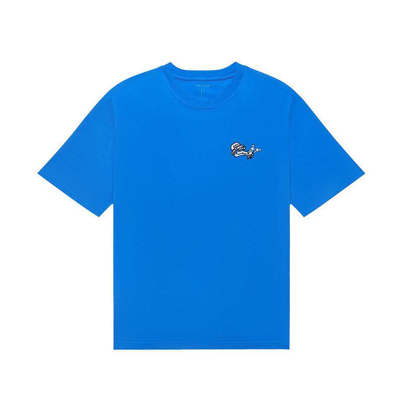 代购MALBON GOLF男士运动T恤透气舒适日常穿着轻便棉质蓝色短袖