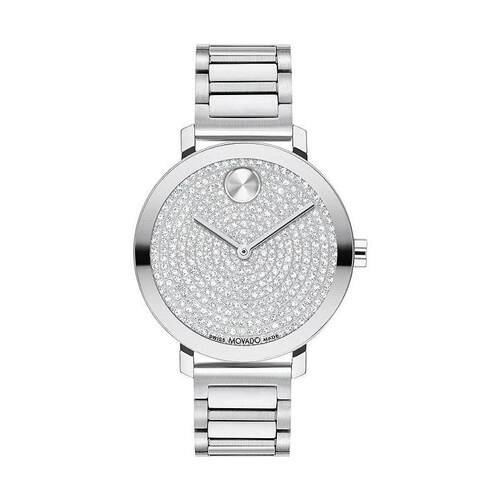 海外代购Movado/摩凡陀女士手表欧美腕表满钻刻度瑞士制造
