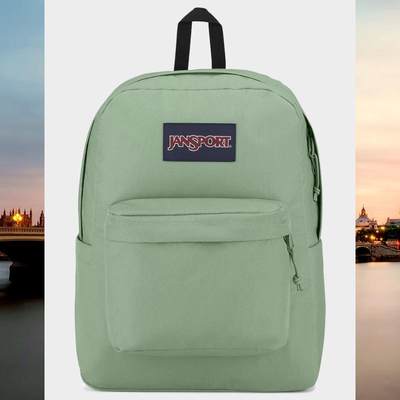 Jansport/杰斯伯SuperBreak Plus 26L墨绿色时尚中性双肩包电脑包