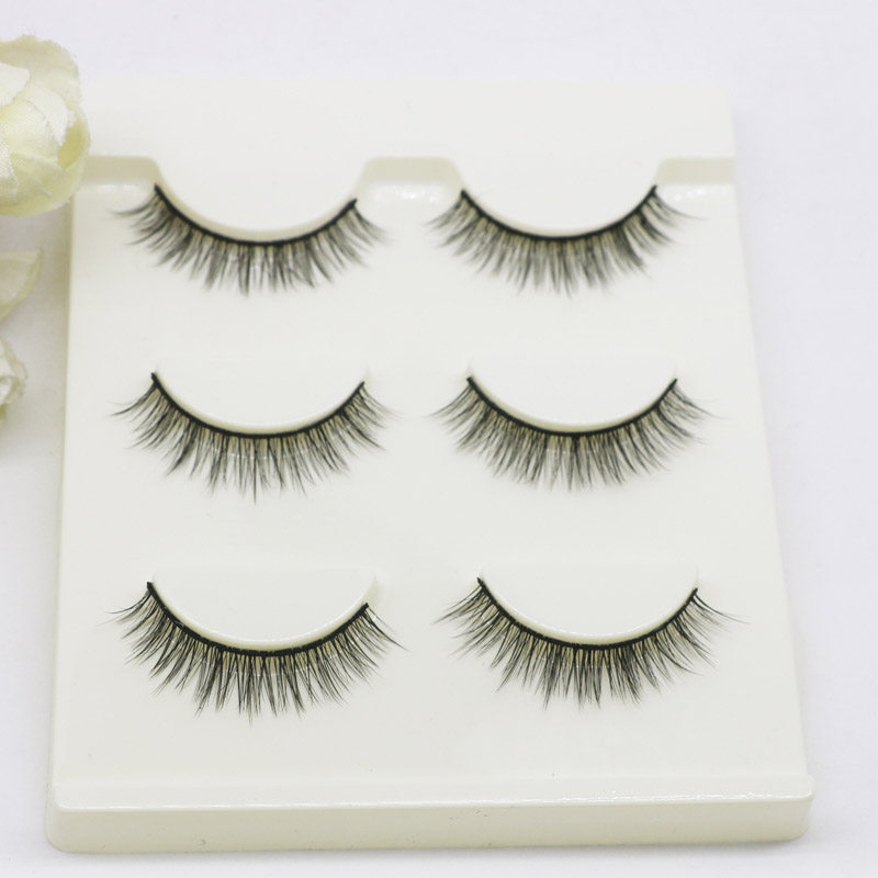 3D立体自然裸妆交叉短款棉线硬梗上睫毛 纯手工仿真磨尖款Y01包邮