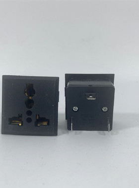 卡式嵌入式10A二三插多万能孔焊线桌面AC电源机箱充电插座黑色板