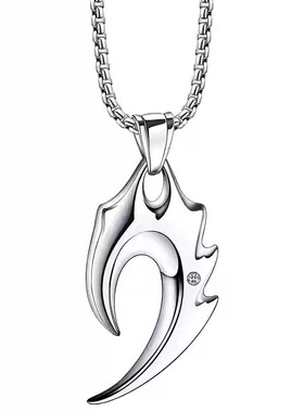 欧美时尚金色镶水钻篮球运动吊坠男士嘻哈潮流百搭钛钢颈项链饰品