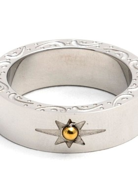 日韩时尚潮高桥民族风手工镶嵌金珠太阳图腾情侣男女百搭尾戒指环