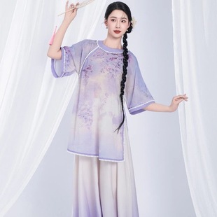 演出套装 倾城舞后民族服装 飘逸古风舞蹈服练功服仙气大摆裙舞台装