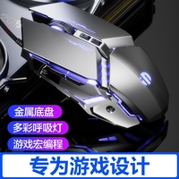 英菲克PW2金属机械鼠标有线电竞游戏专用电脑办公家用静音无声吃鸡宏cf穿越火线lol联想戴尔苹果笔记本