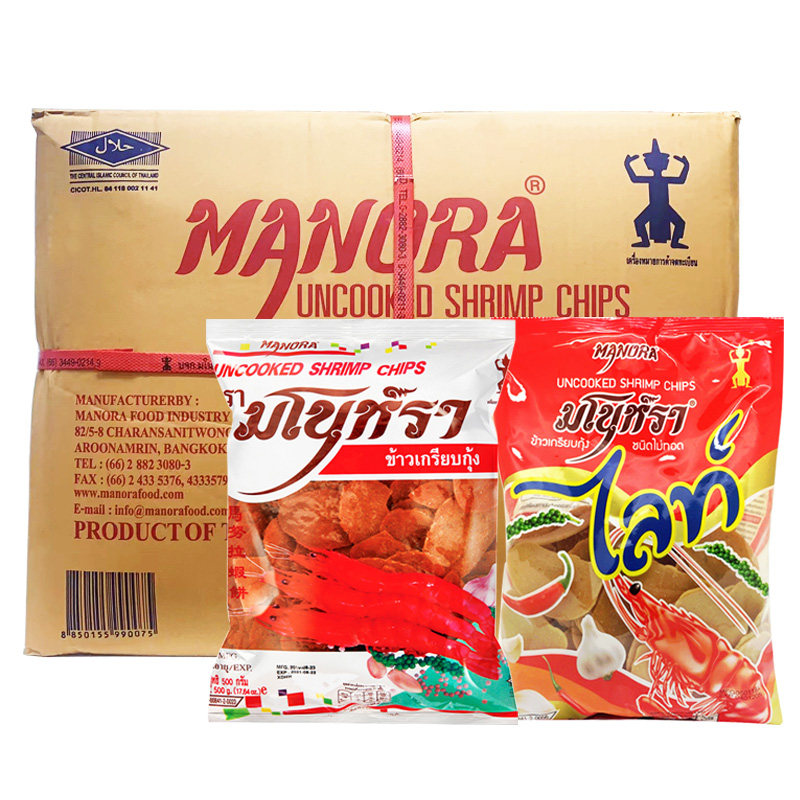 马努拉宋卡虾片500g*20包整箱泰国进口鲜虾片自己油炸生虾片虾饼