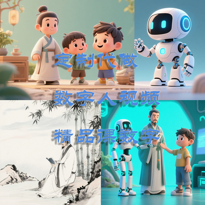 Ai数字人视频生成定制作对口型微课件ppt人物跳出说话对话VR全景