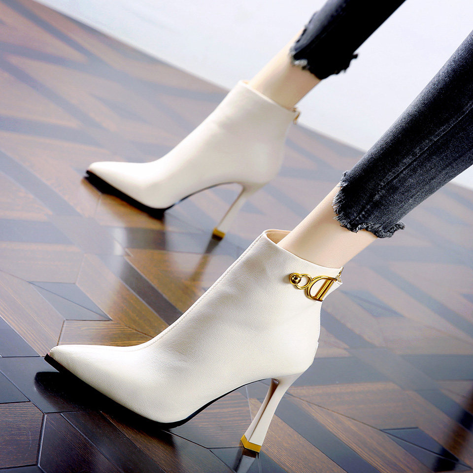 2025年秋冬新款百搭高跟鞋马丁靴加绒细跟小短靴女尖头网红瘦瘦靴,女鞋,马丁靴,淘宝优惠券,粉丝福利购,淘宝优惠卷