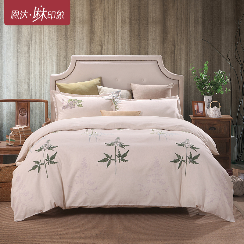 中国风麻棉四件套居家套件