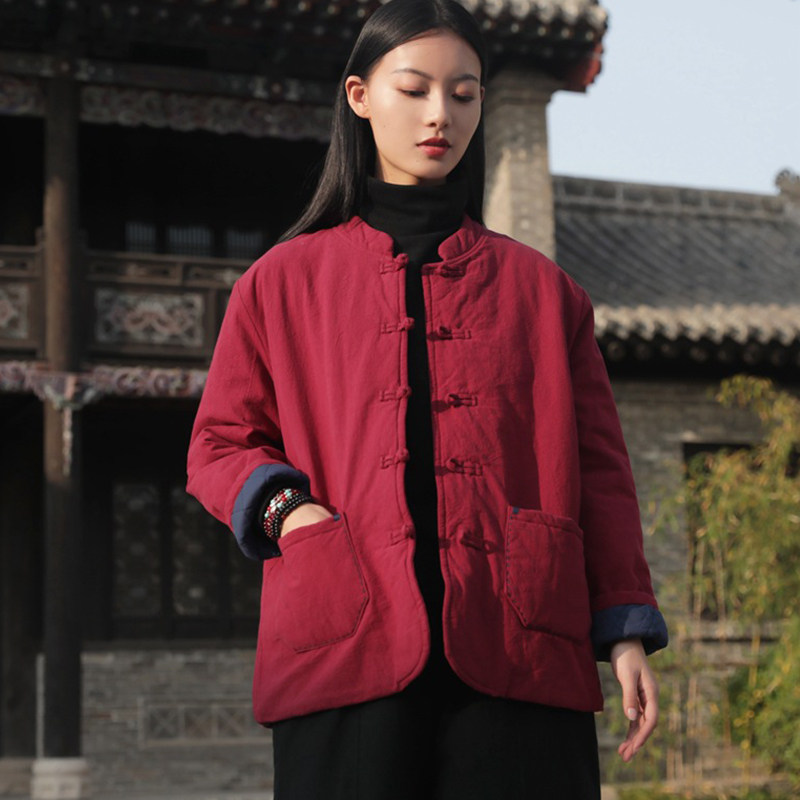 冬季民族风文艺复古夹棉宽松茶服棉服亚麻纯色绣线立领盘扣棉衣女,女装/女士精品,棉衣/棉服,淘宝优惠券,粉丝福利购,淘宝优惠卷