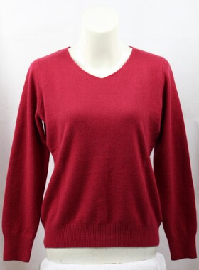 专柜正品开开羊毛衫F6316纯色V领打底毛衣2024新款女装套头百搭款