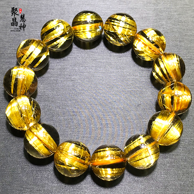 聚晶慧神钛晶手链男女金发晶手串