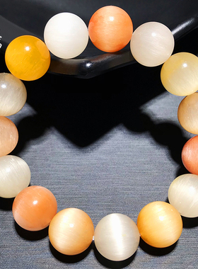 高级感香槟金天然彩兔毛手链顺发强猫眼黄红兔毛白水晶蓝发晶手串