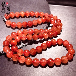 天然红发晶项链男女情侣挂链褐红密集顺发满发本命年红水晶彩发晶