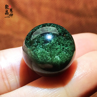 珍藏级巴西绿幽灵散珠深墨绿聚宝盆单珠多宝手链水晶配珠DIY手串