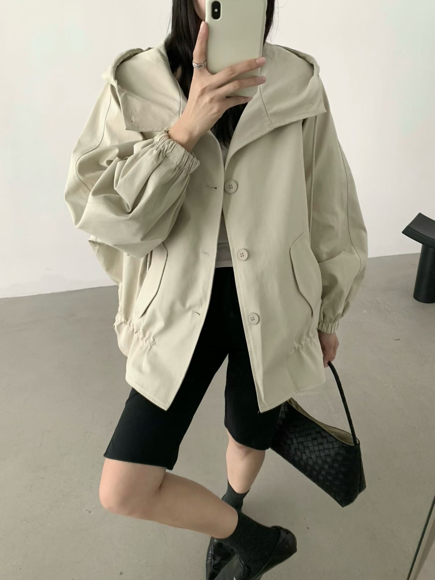 欧洲站2026秋季新韩版时尚连帽宽松显瘦百搭长袖风衣外套女