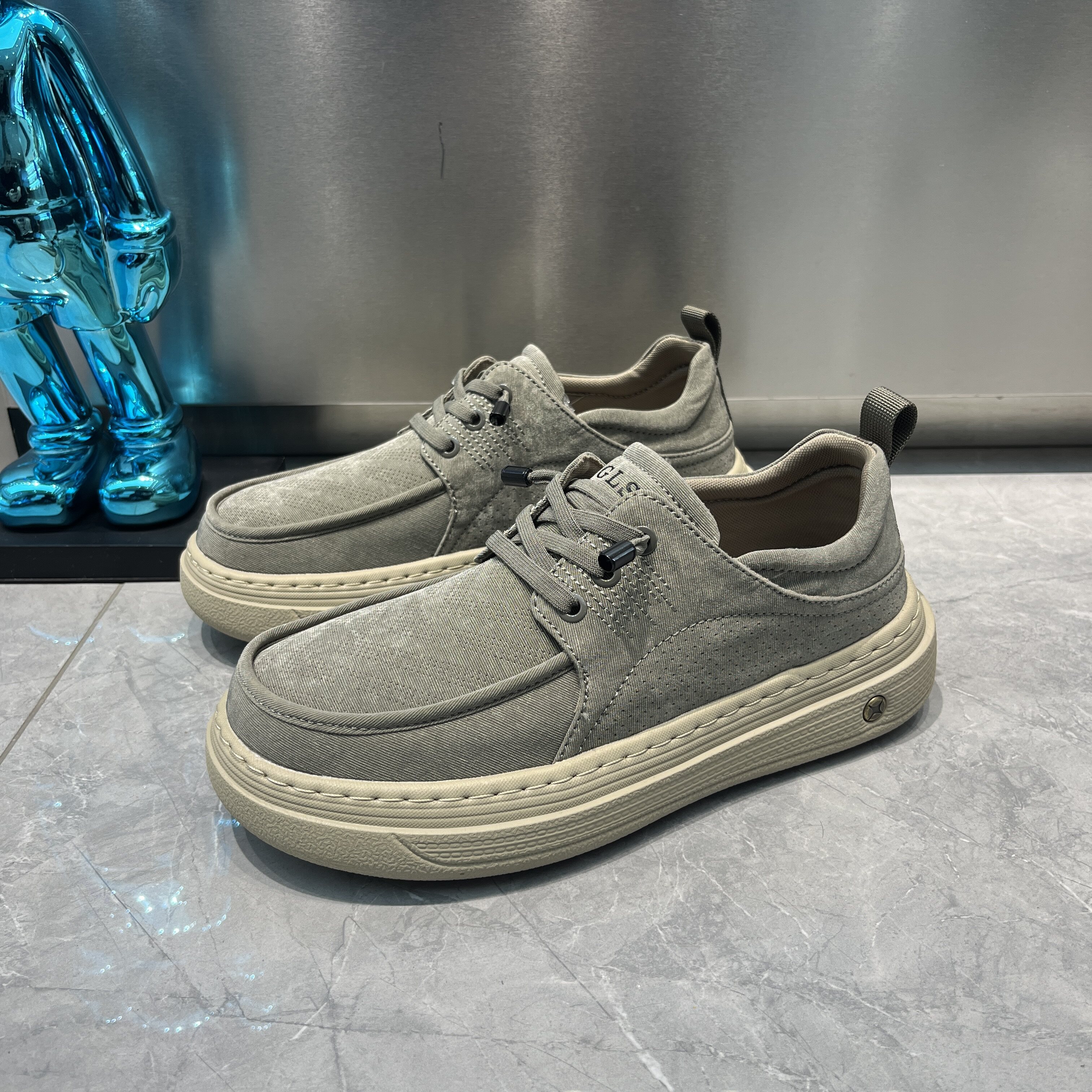 欧洲站男鞋2026年夏季新款布面透气百搭男士布鞋一脚蹬驾车休闲鞋