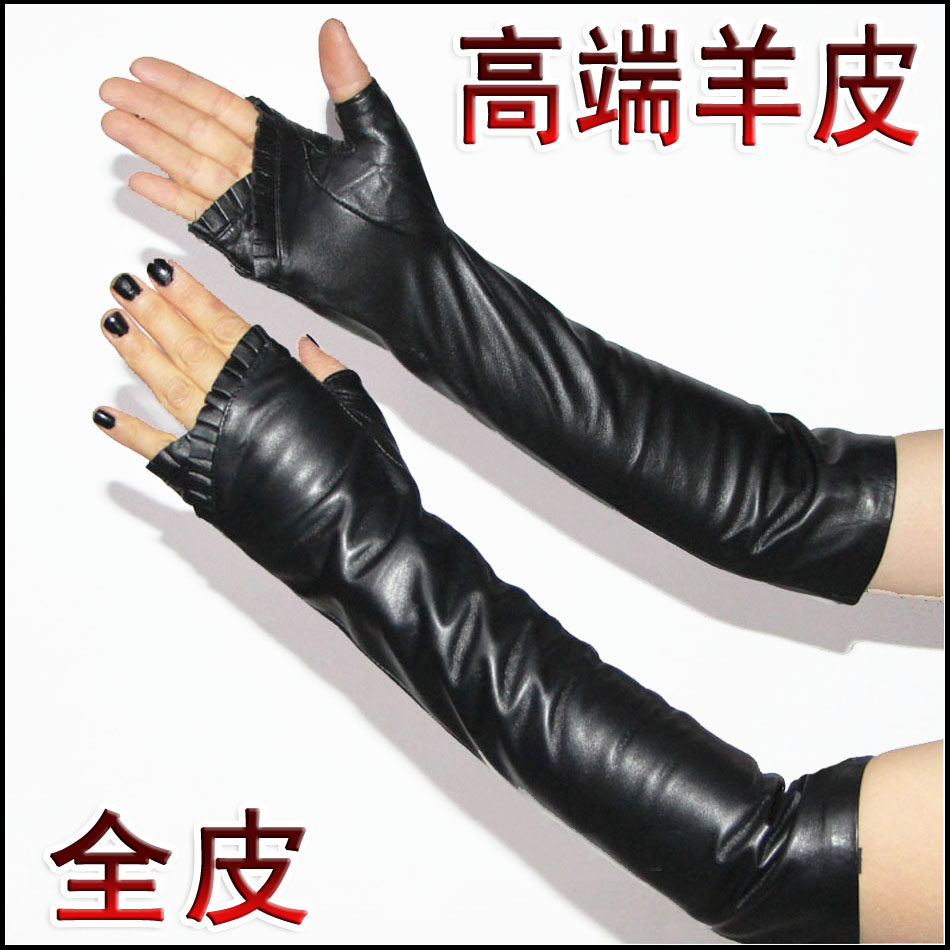 真皮手套长款羊皮女士无指露半指过肘手臂套袖套冬季保暖加绒皮袖,服饰配件/皮带/帽子/围巾,手套,淘宝优惠券,粉丝福利购,淘宝优惠卷