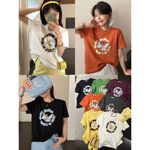 !【奈子】字母卡通印花圆领上衣短袖T恤 YS1-6635# OZQ