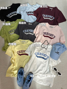 【奈子】时尚韩版女装简约风圆领印花休闲短袖T恤 6710#