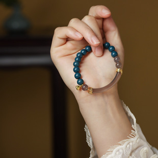 半城烟雨蓝药师半镯单圈古法合香珠散珠手串饰品天然香料天然植物