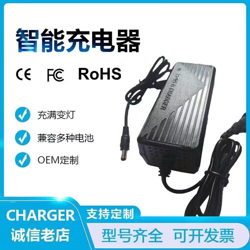 14.6V5A10A磷酸铁锂电池充电器14.4V12.6V14V4A电瓶铅酸风扇通用