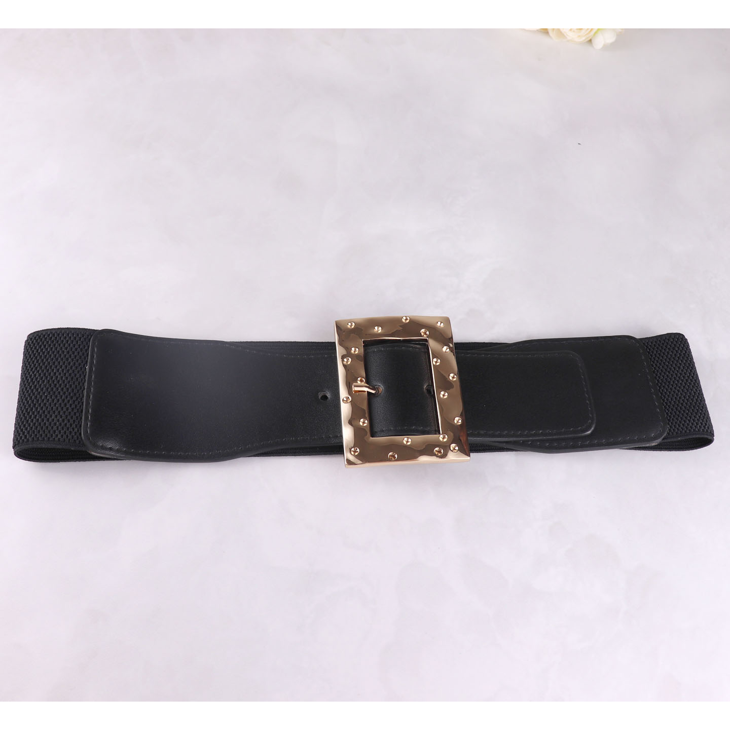 复古风女羽绒服方扣宽腰带