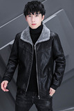 秋冬主推加绒保暖皮衣型男帅气个性皮夹克外套XZ313B-1-A01-P120，男装皮衣，星座310B-3