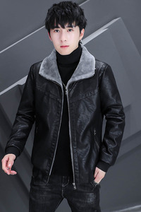 秋冬主推加绒保暖皮衣型男帅气个性皮夹克外套XZ313B-1-A01-P120图片