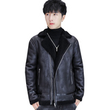 PY26-P130冬季主推翻领羊羔绒个性皮衣型男机车服外套夹克，男装皮衣，星座310B-3