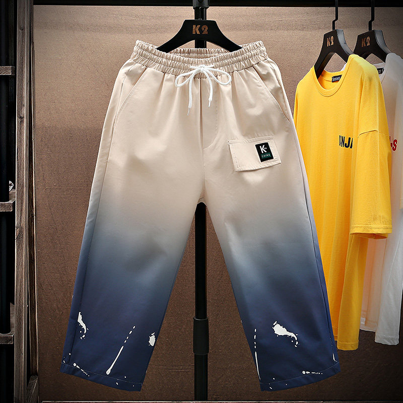 休闲裤男士夏季新款渐变色潮流时尚工装七分裤XZ313B-1-K2010-P25,男装休闲裤,星座310B-3