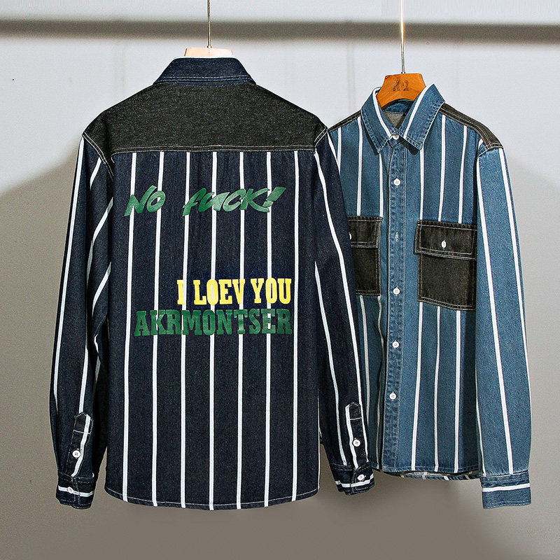 主推秋季新款加厚高品质男士宽松牛仔衬衣XZ313B-1-CY955-P65,男装衬衫,星座310B-3