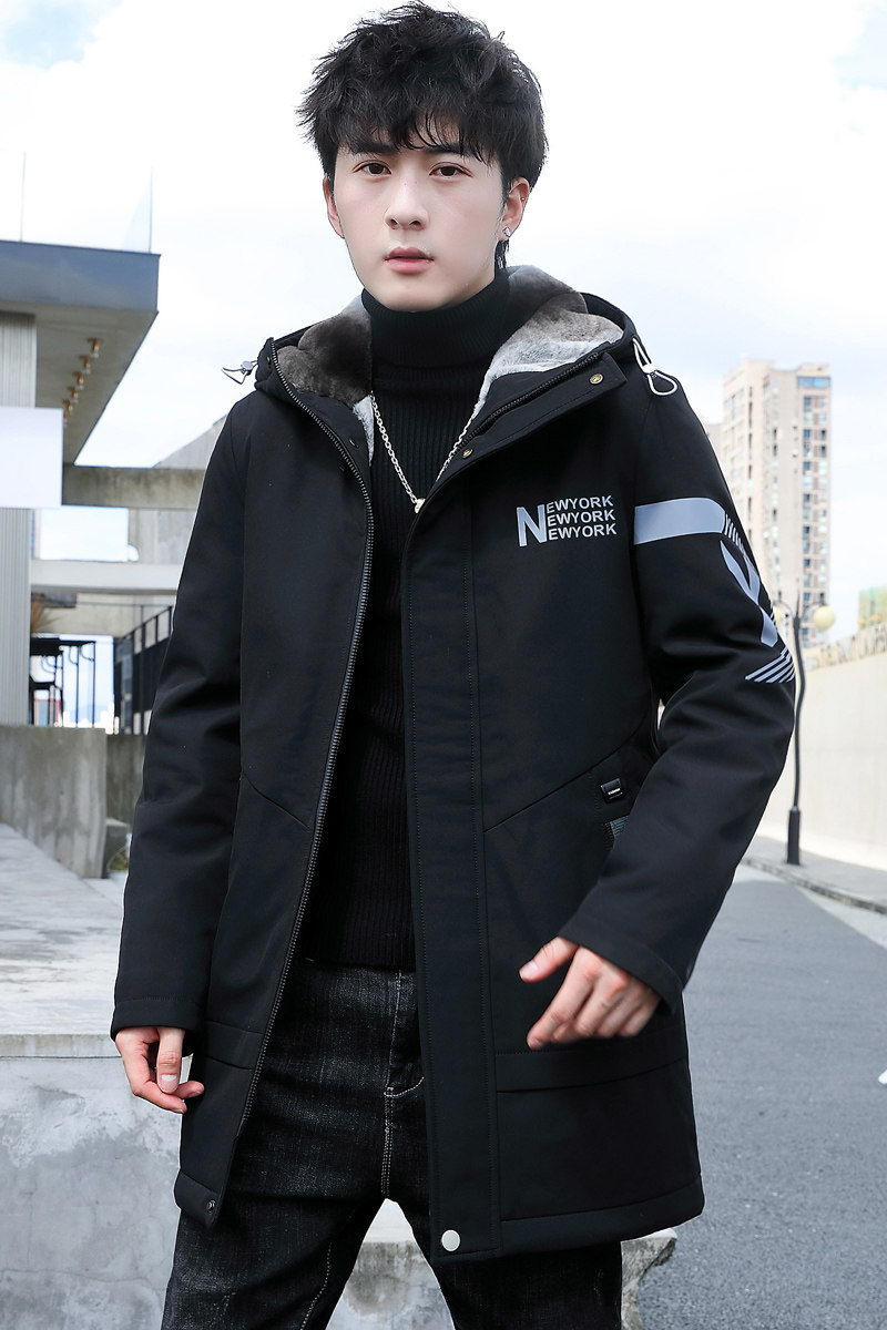 冬季新款中长款连帽男士加绒加厚夹克外套XZ313B-1-JK157-P100,男装夹克,星座310B-3
