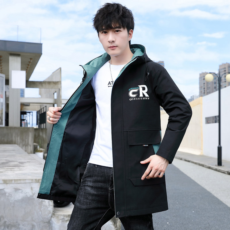 秋季新款中长款风衣男连帽夹克外套XZ313B-1-S215- P70图片
