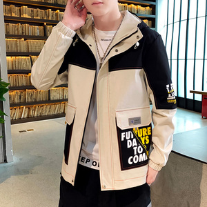 夹克男潮流ins男士时尚连帽工装外套XZ313B-1-J图片