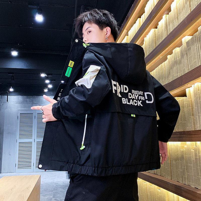 春季新款潮流男士宽松时尚连帽工装夹克外套XZ313B-1J图片